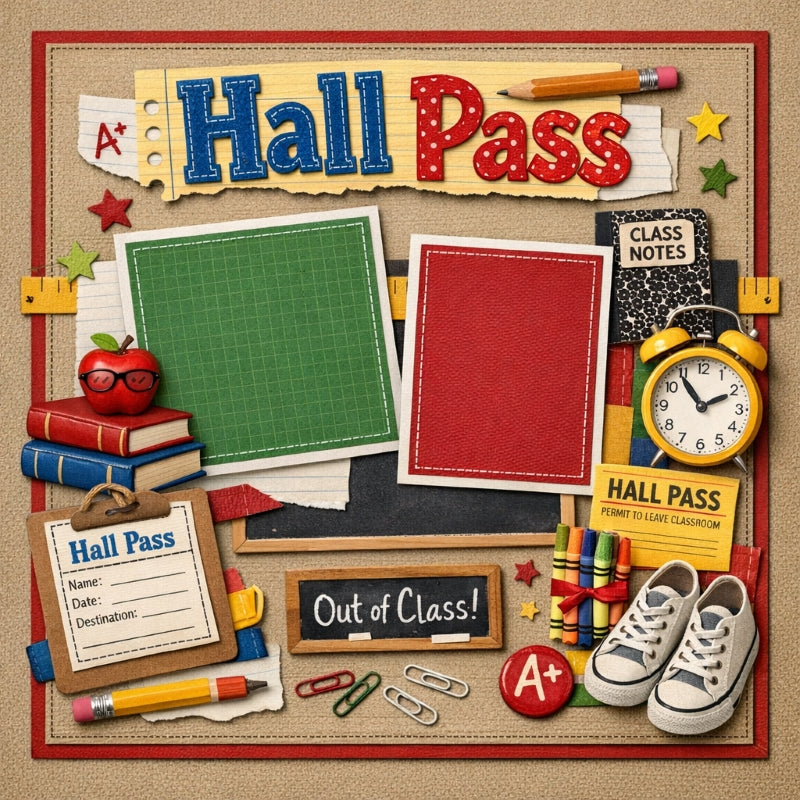 Hall Pass-Premade Scrapbook Page