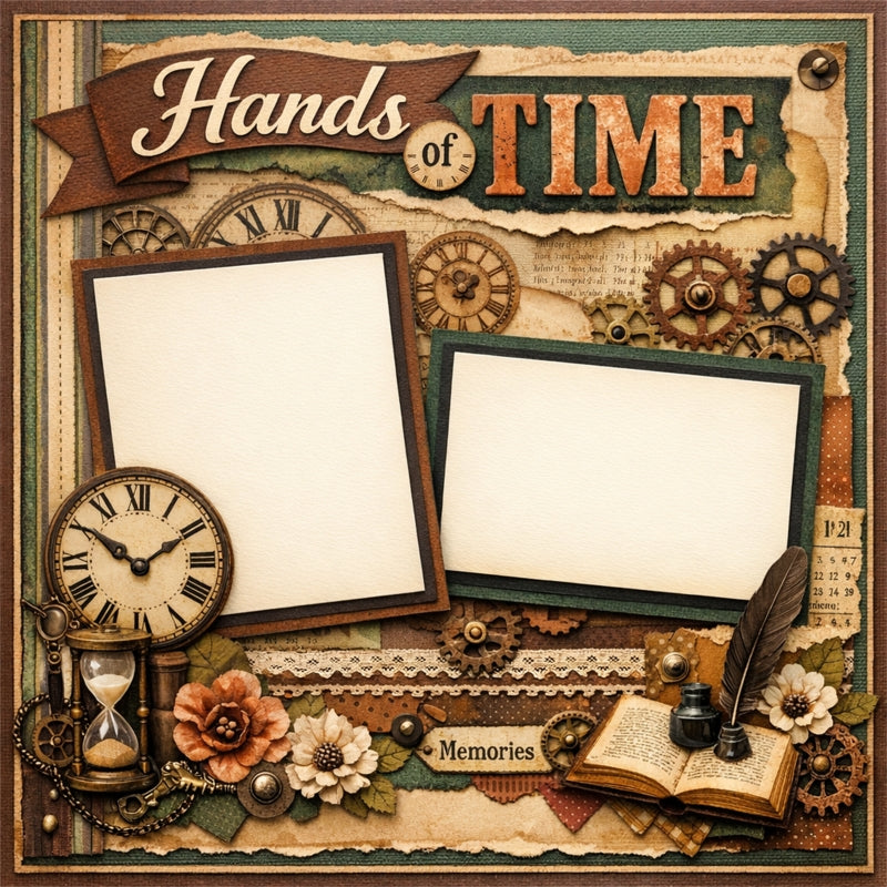 Hands of Time-Premade Scrapbook Page