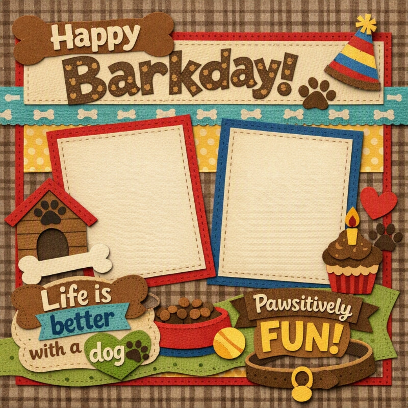 Happy Barkday!-Premade Scrapbook Page