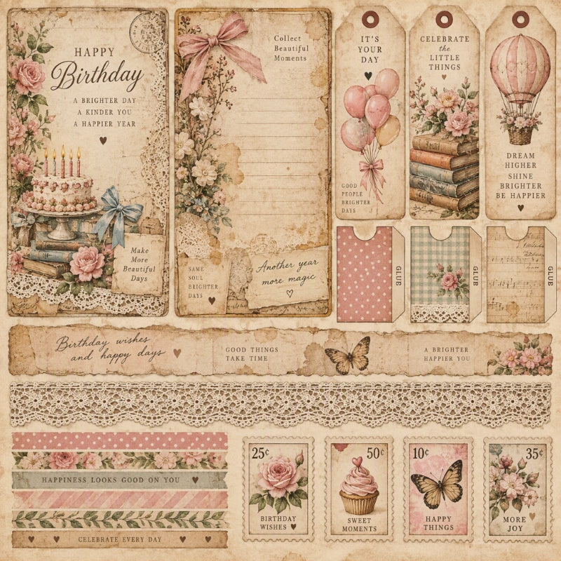 Happy Birthday-Premade Junk Journal Page