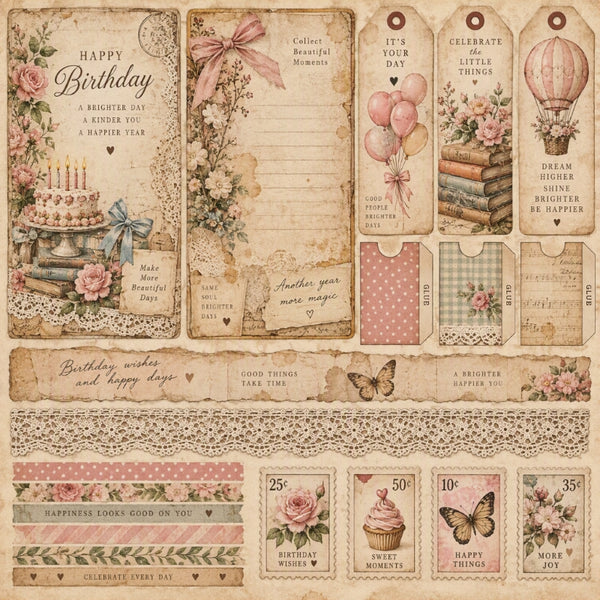 Happy Birthday-Premade Junk Journal Page