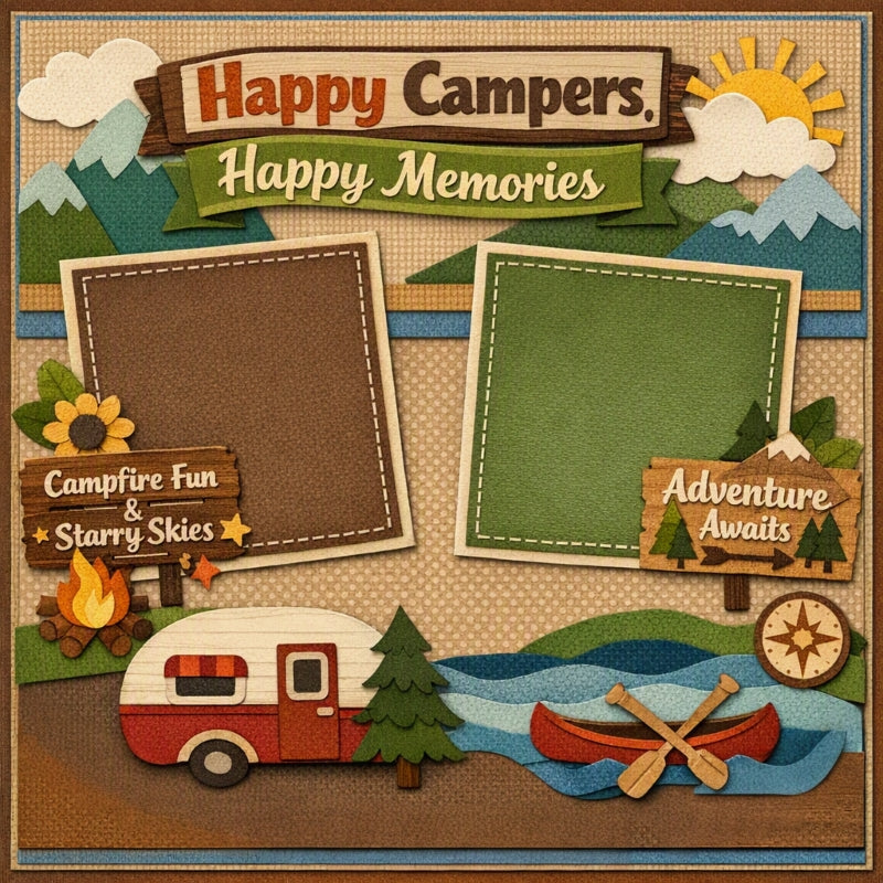 Happy Campers, Happy Memories-Premade Scrapbook Page