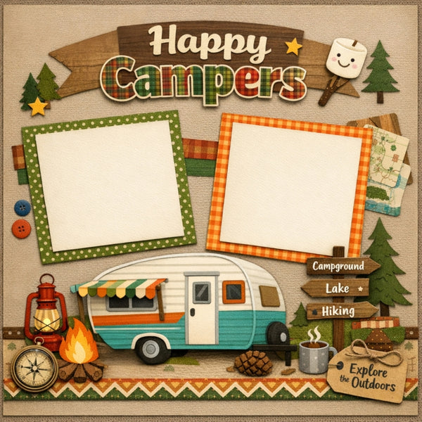 Happy Campers-Premade Scrapbook Page
