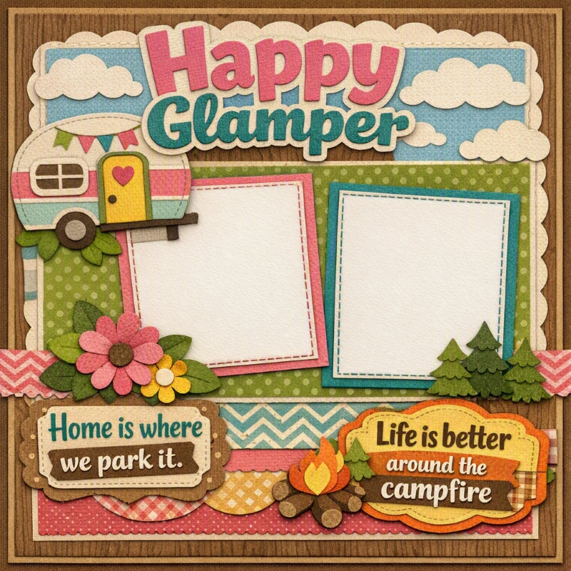 Happy Glamper-Premade Scrapbook Page