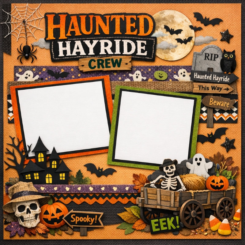 Haunted Hayride Crew-Premade Scrapbook Page