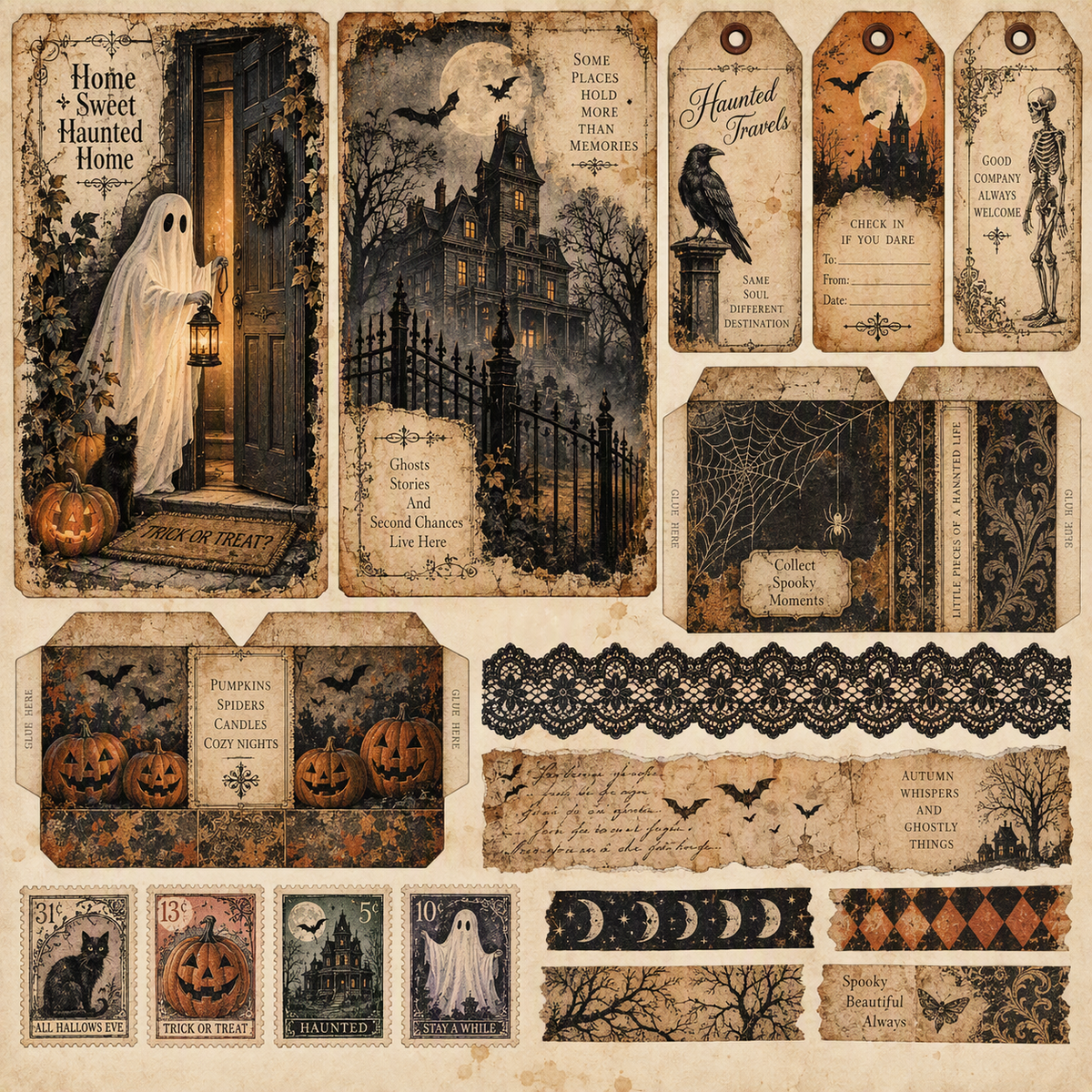 Haunted Travels-Premade Junk Journal Page