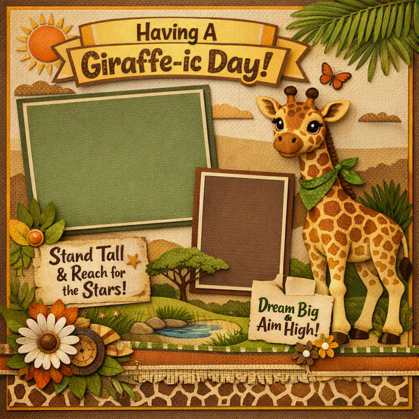 Having A Giraffe-ic Day!-Premade Scrapbook Page