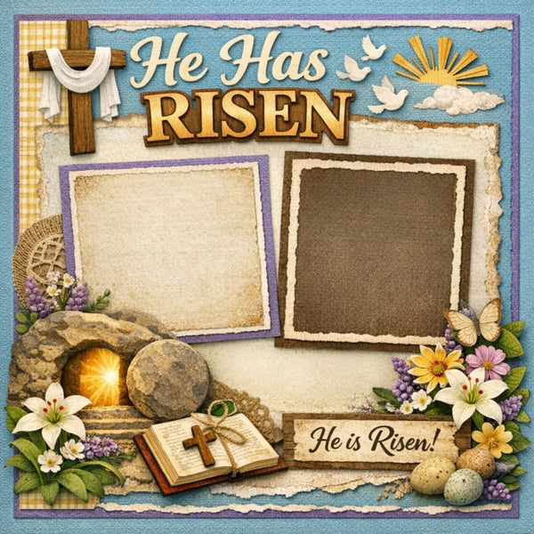He Has Risen-Premade Scrapbook Page