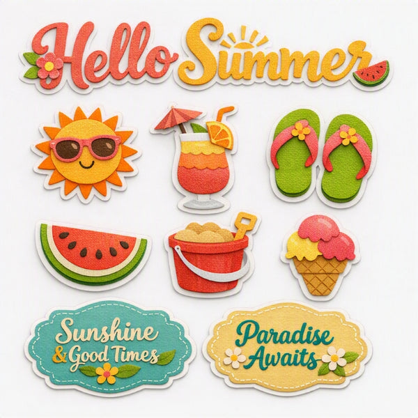 Hello Summer-Premade Cutout Set