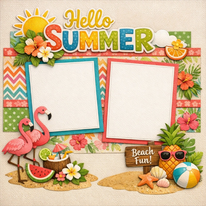 Hello Summer-Premade Scrapbook Page