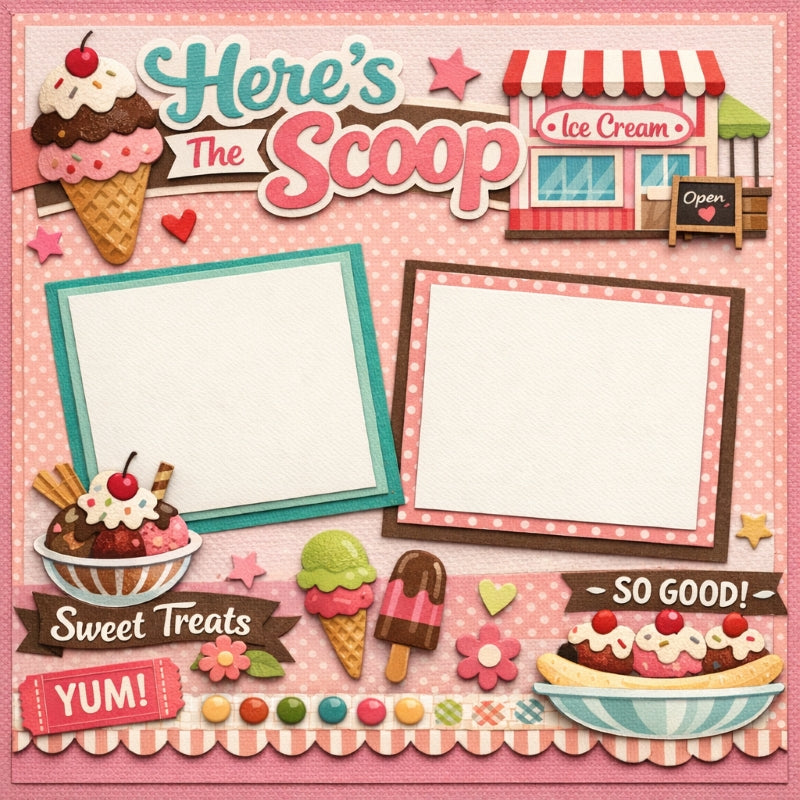 Here's The Scoop-Premade Scrapbook Page