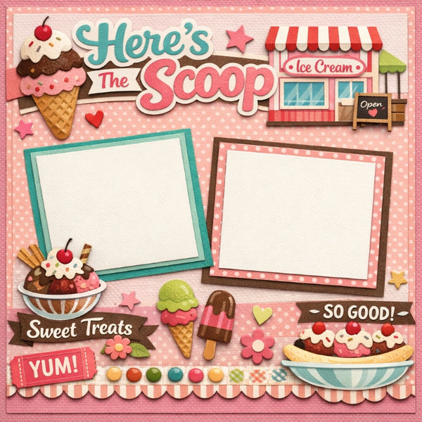 Here's The Scoop-Premade Scrapbook Page