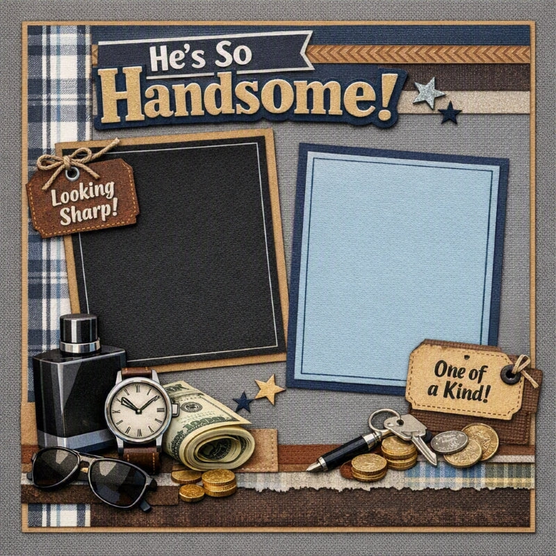 He's So Handsome!-Premade Scrapbook Page