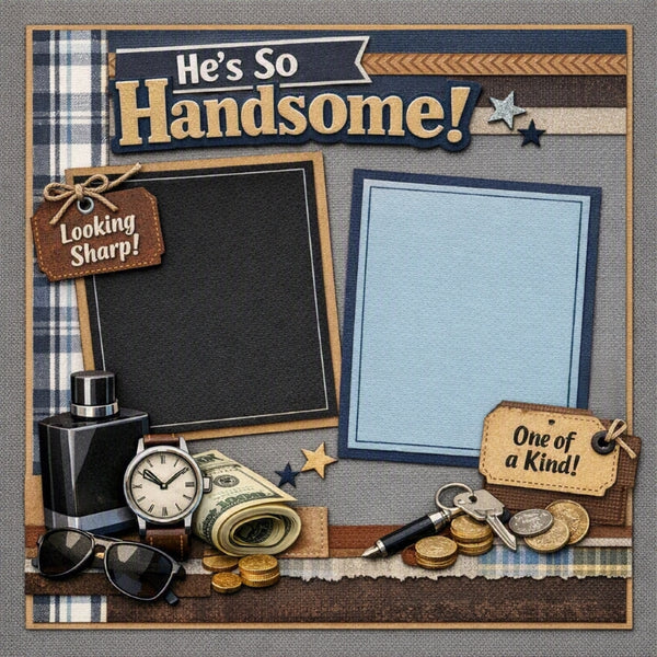 He's So Handsome!-Premade Scrapbook Page