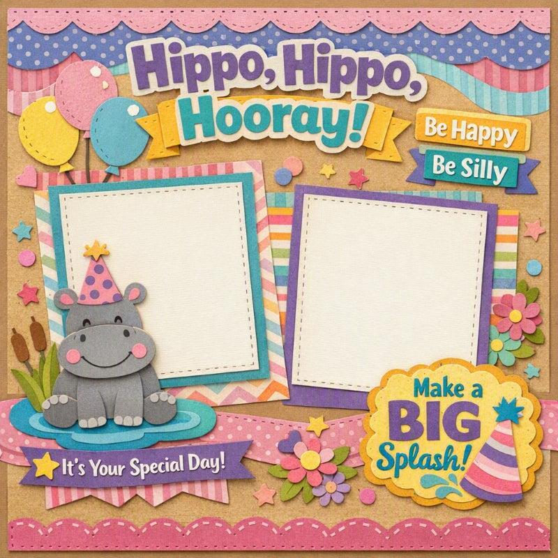 Hippo, Hippo, Hooray!-Premade Scrapbook Page