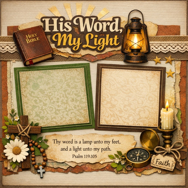 His Word, My Light-Premade Scrapbook Page