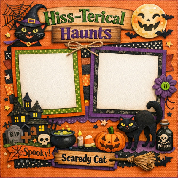 Hiss-Terical Haunts-Premade Scrapbook Page