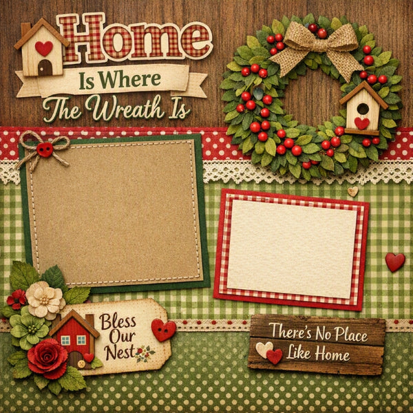 Home Is Where The Wreath Is-Premade Scrapbook Page