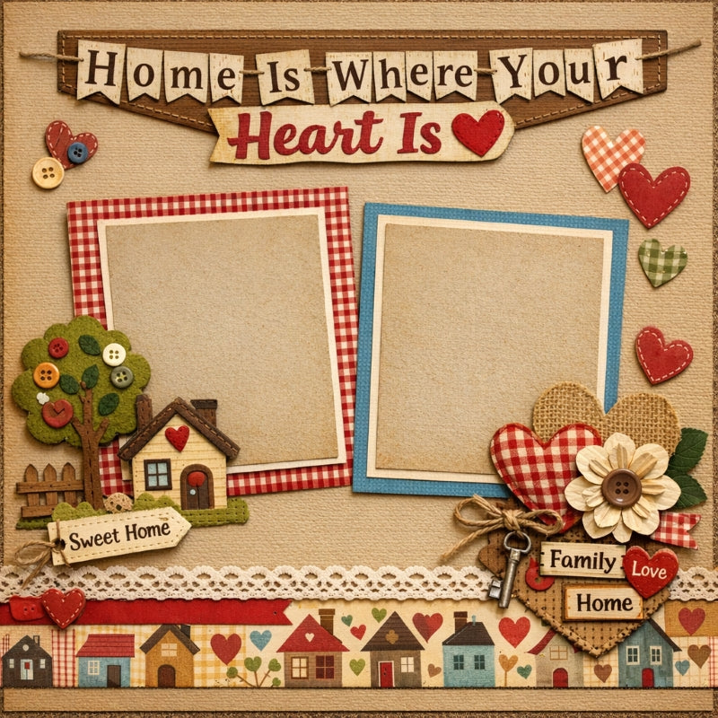 Home Is Where Your Heart Is-Premade Scrapbook Page