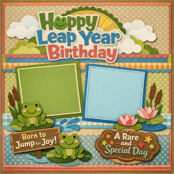 Hoppy Leap Year Birthday-Premade Scrapbook Page