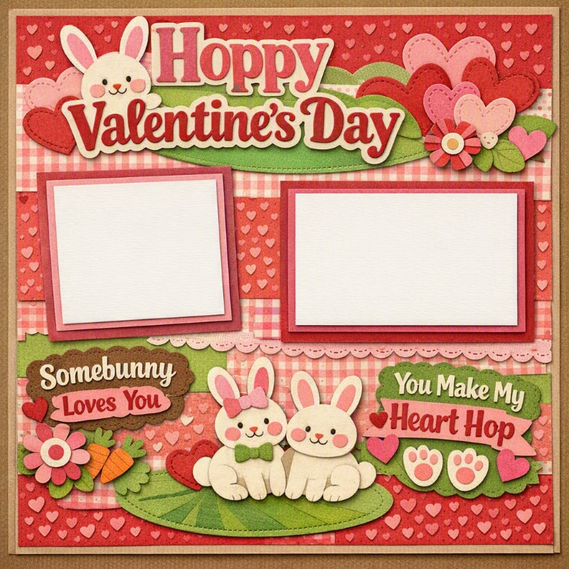 Hoppy Valentine's Day-Premade Scrapbook Page