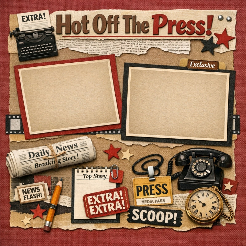 Hot Off The Press!-Premade Scrapbook Page