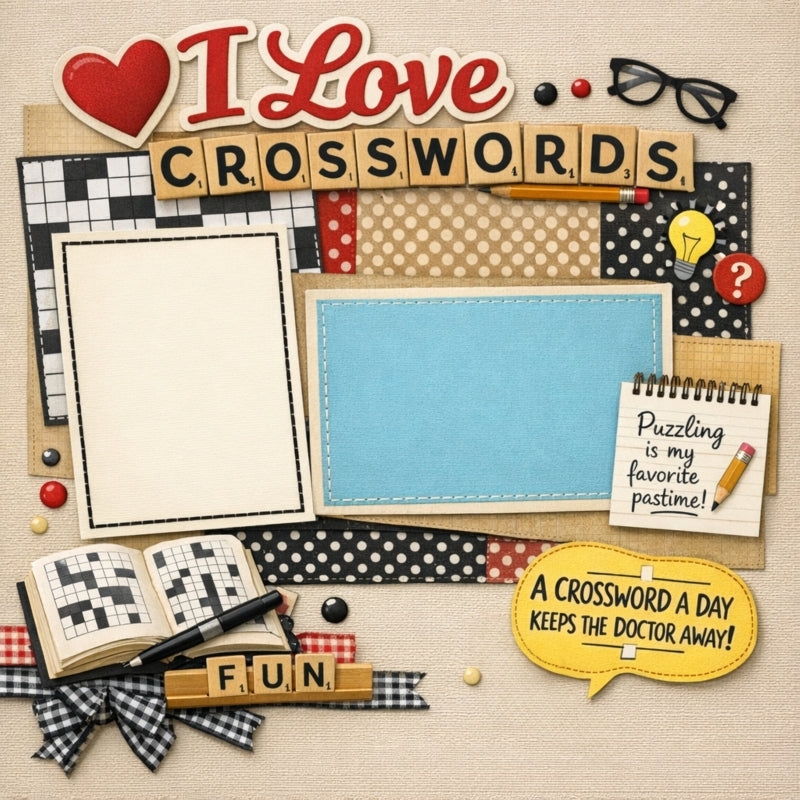 I Love Crosswords-Premade Scrapbook Page