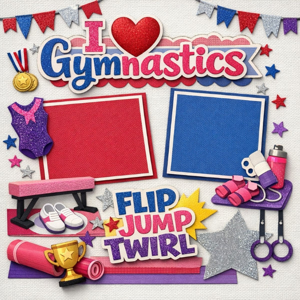 I Love Gymnastics-Premade Scrapbook Page