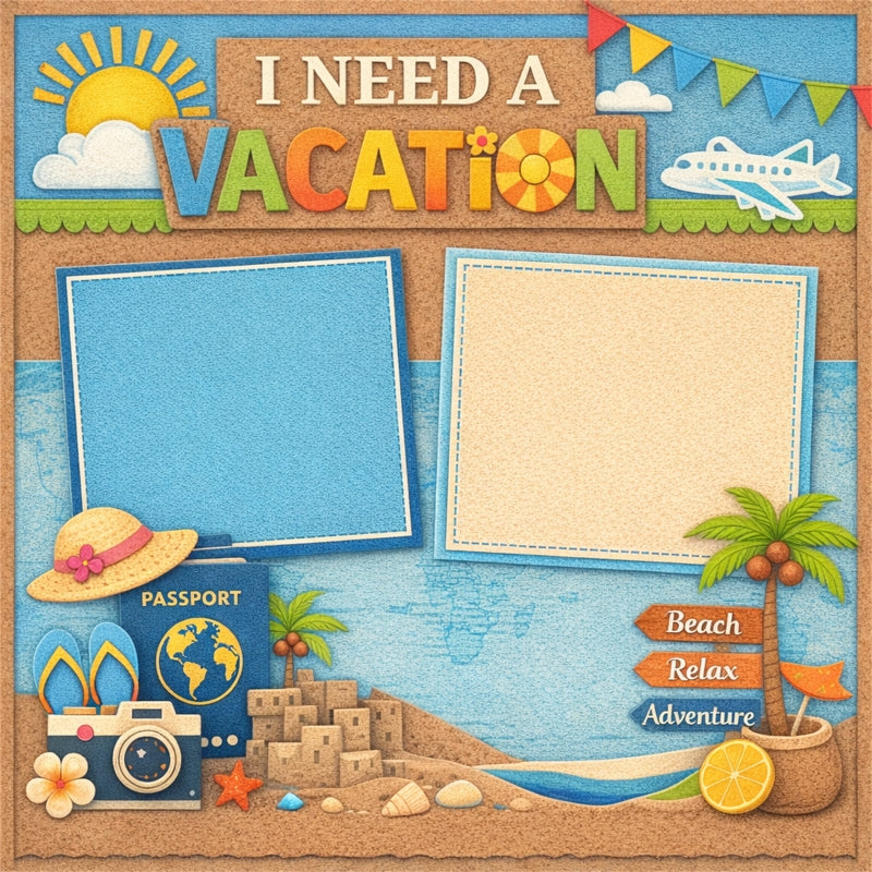 I Need A Vacation-Premade Scrapbook Page