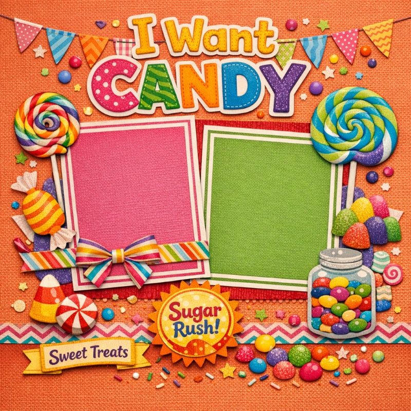 I Want Candy-Premade Scrapbook Page