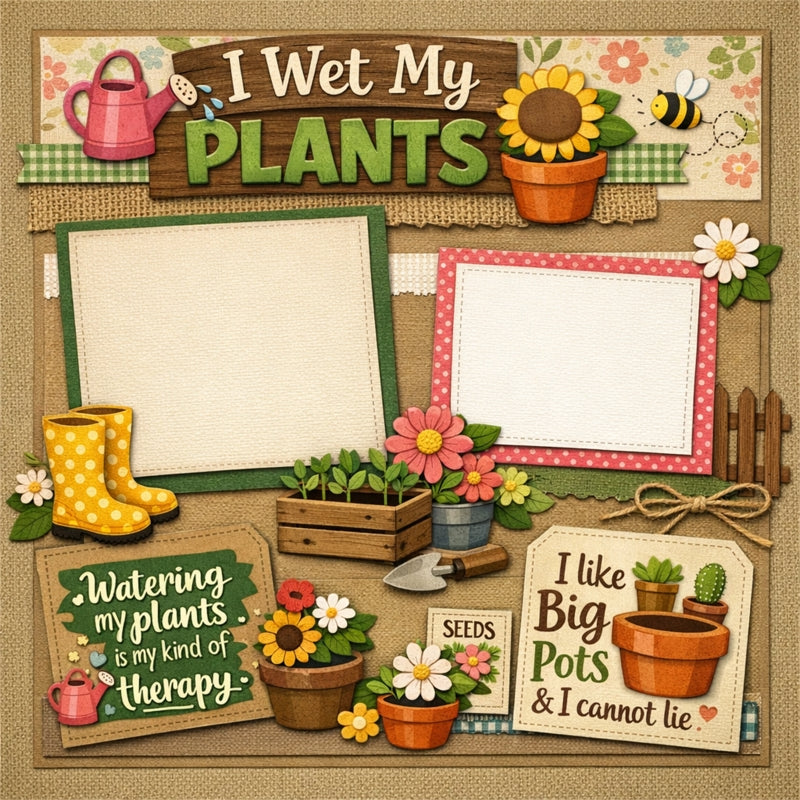I Wet My Plants-Premade Scrapbook Page