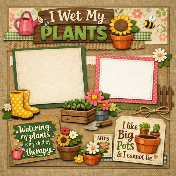 I Wet My Plants-Premade Scrapbook Page
