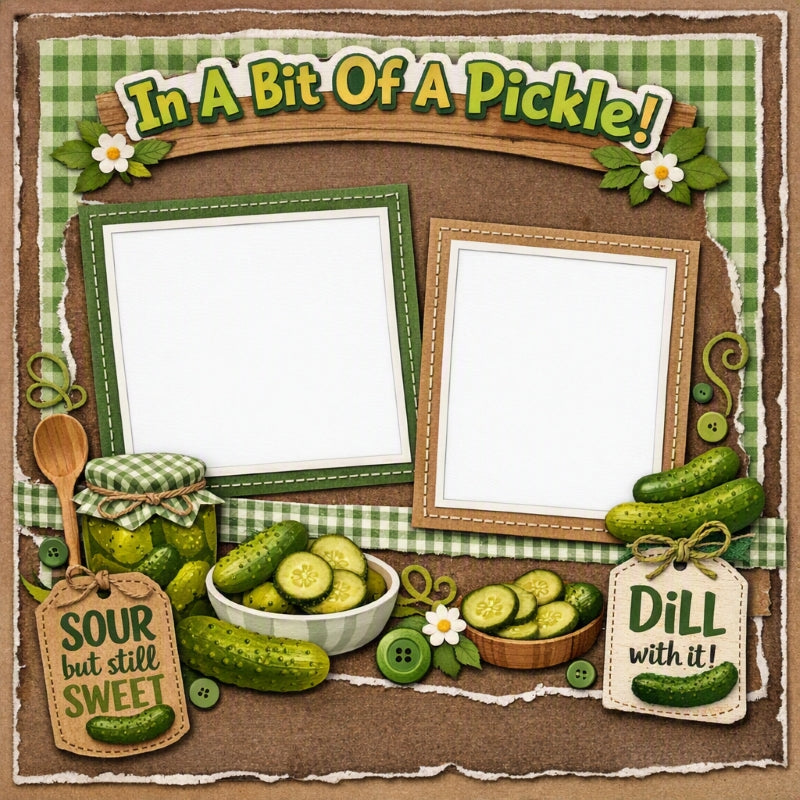 In A Bit Of A Pickle!-Premade Scrapbook Page