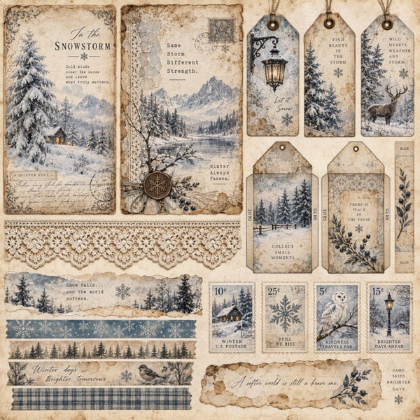 In the Snowstorm-Premade Junk Journal Page