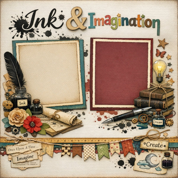 Ink & Imagination-Premade Scrapbook Page
