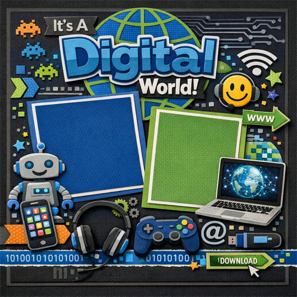 It's A Digital World!-Premade Scrapbook Page