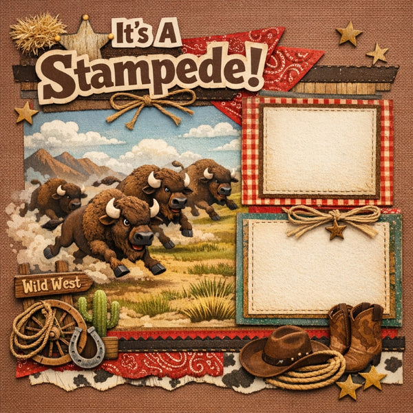 It's A Stampede!-Premade Scrapbook Page