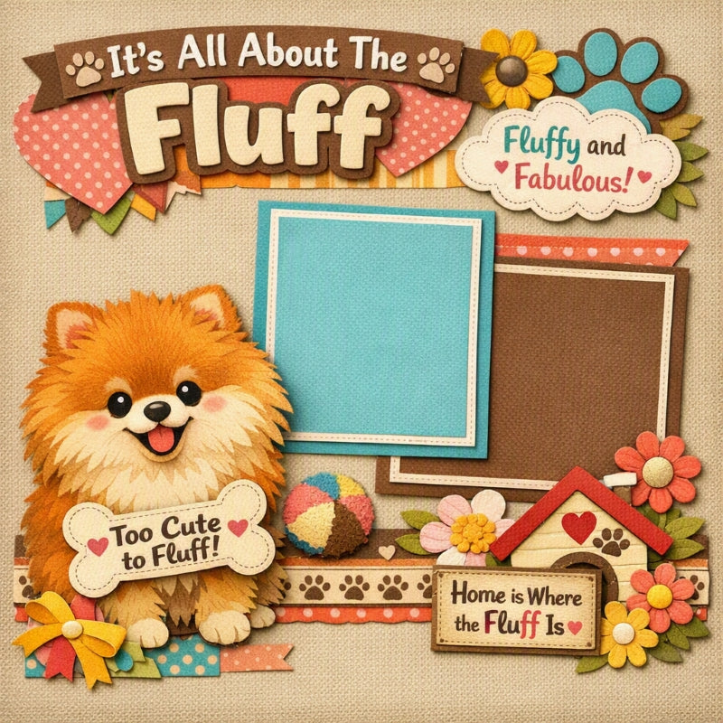 It's All About The Fluff-Premade Scrapbook Page