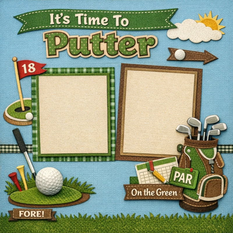 It's Time To Putter-Premade Scrapbook Page