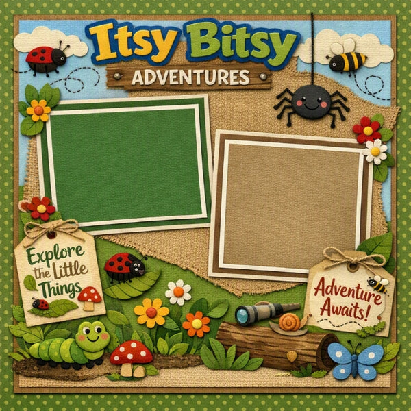 Itsy Bitsy Adventures-Premade Scrapbook Page