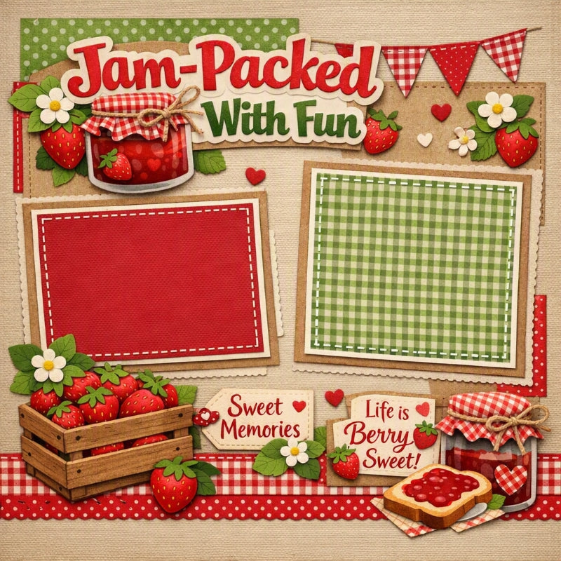 Jam-Packed With Fun-Premade Scrapbook Page