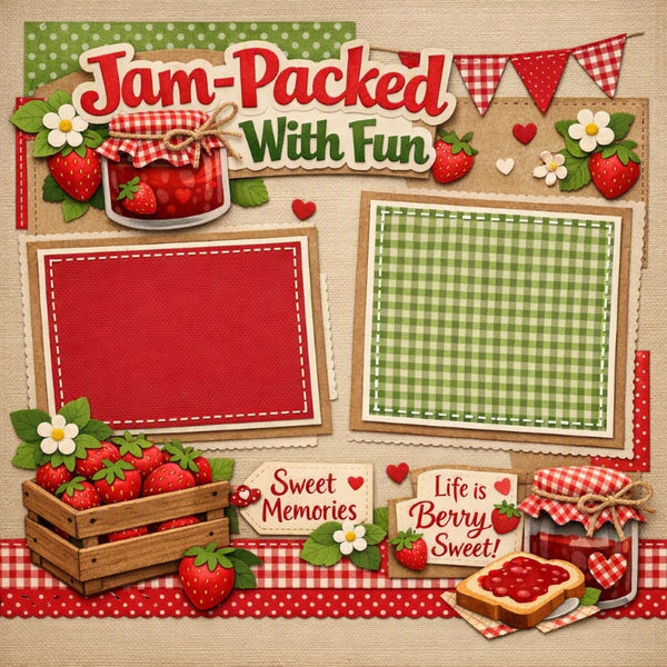 Jam-Packed With Fun-Premade Scrapbook Page