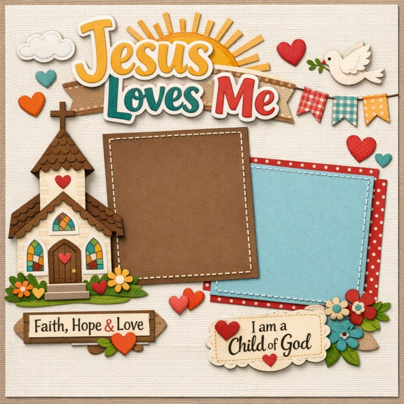 Jesus Loves Me-Premade Scrapbook Page