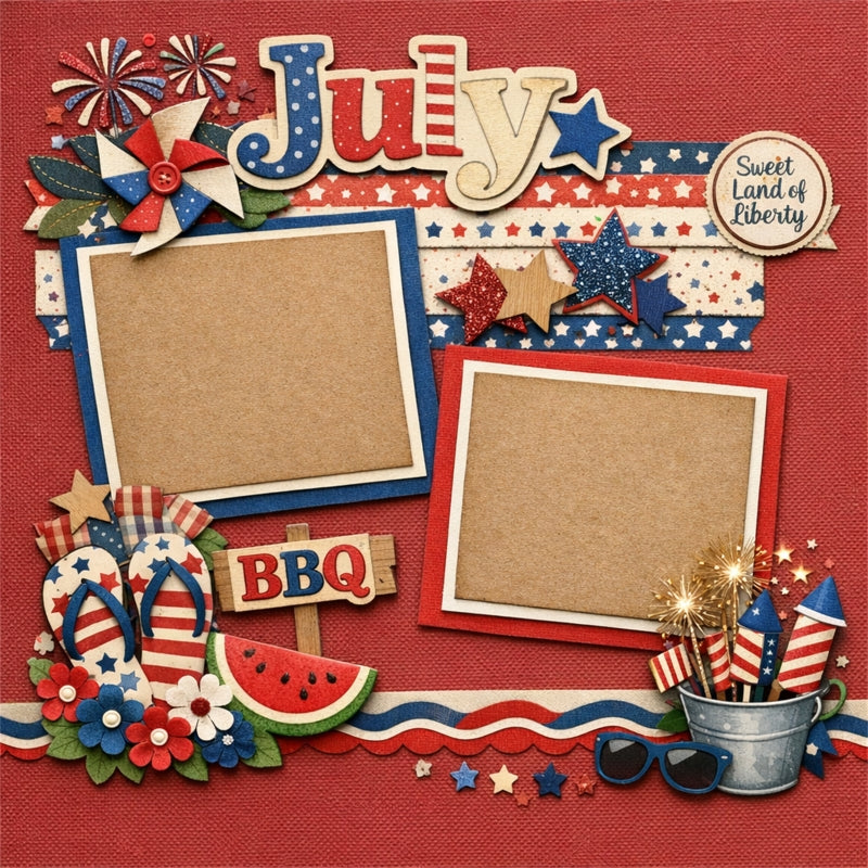 July-Premade Scrapbook Page