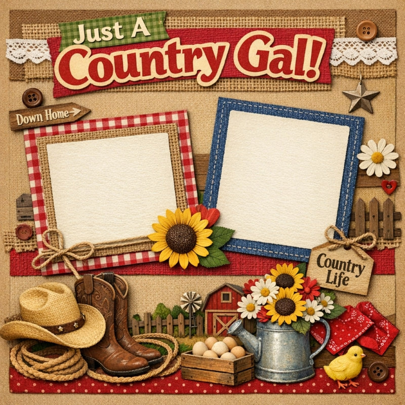 Just A Country Gal!-Premade Scrapbook Page