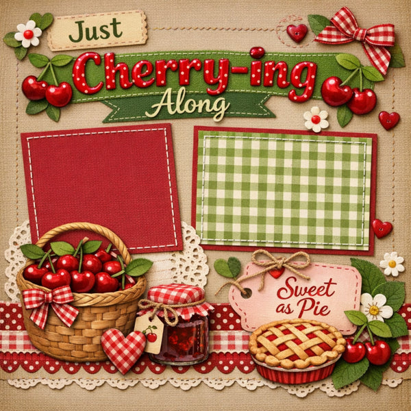 Just Cherry-ing Along-Premade Scrapbook Page