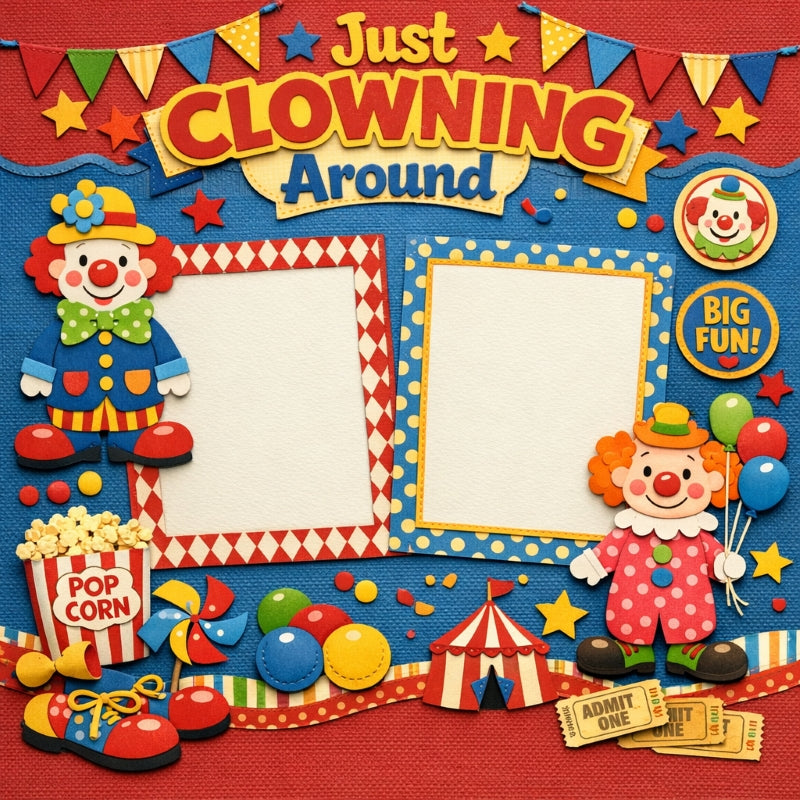 Just Clowning Around-Premade Scrapbook Page