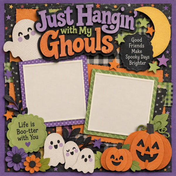 Just Hangin' with My Ghouls-Premade Scrapbook Layout Page