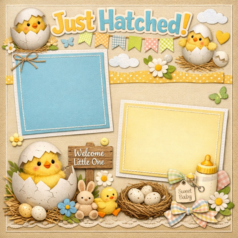 Just Hatched!-Premade Scrapbook Page