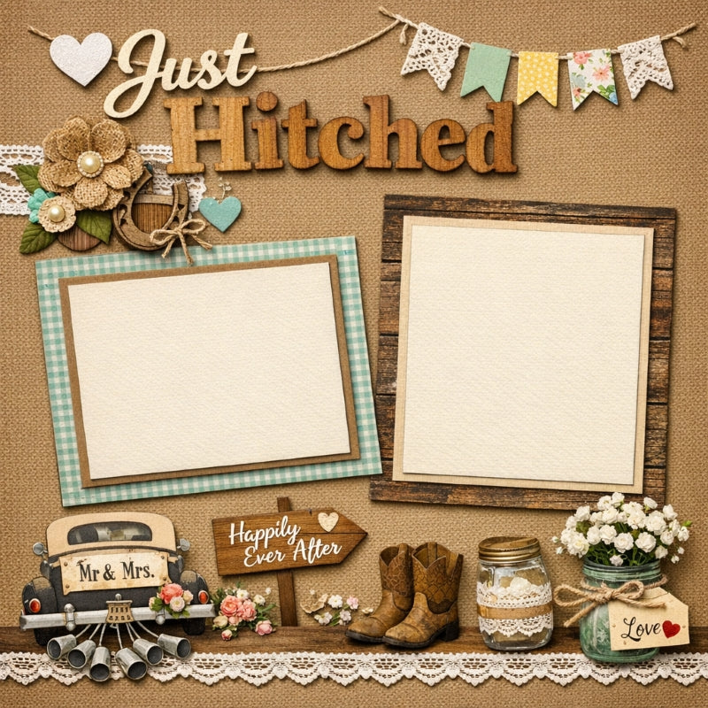 Just Hitched-Premade Scrapbook Page